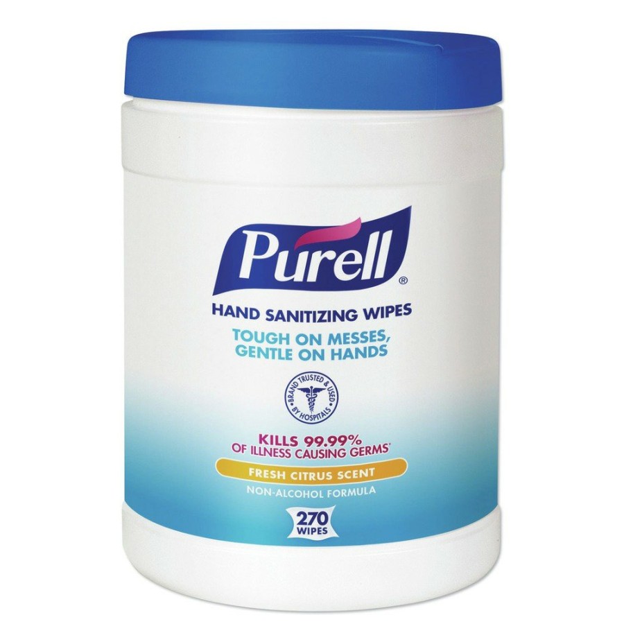 Facility Maintenance & Supplies PURELL Hand Wipes | Purell 9113-06 6.75 In. X 6 In. Fresh Citrus Sanitizing Hand Wipes - White, (6/Carton)