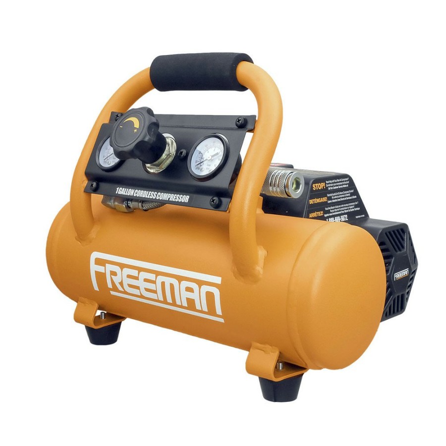 Air Tools And Equipment Freeman Portable Air Compressors | Freeman Pe1Gcck 20V Max 1/3 Hp 1 Gallon Hot Dog Air Compressor And Nailer/Stapler Kit With Hose, Accessory, And Fasteners Set (4 Ah)