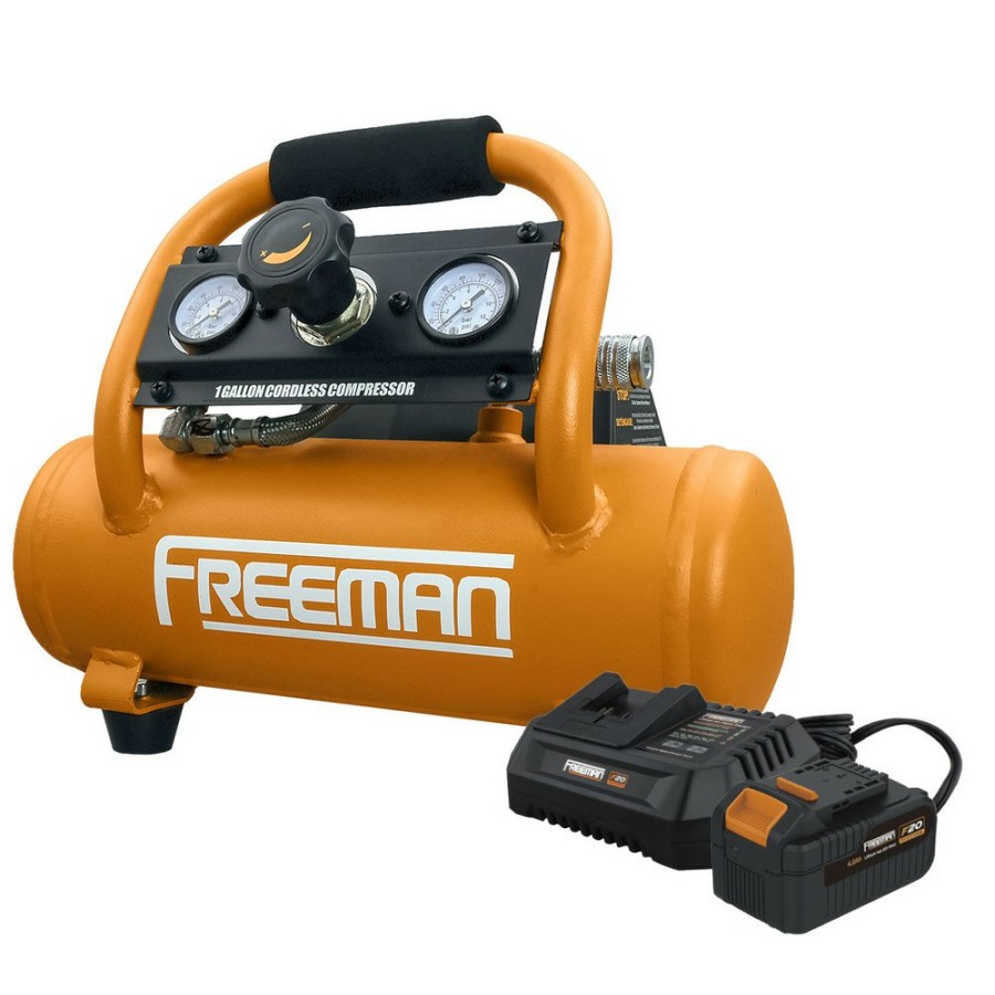 Air Tools And Equipment Freeman Portable Air Compressors | Freeman Pe20V1Gck 20V Max 1/3 Hp 1 Gallon Oil-Free Portable Hot Dog Air Compressor Kit (4 Ah)