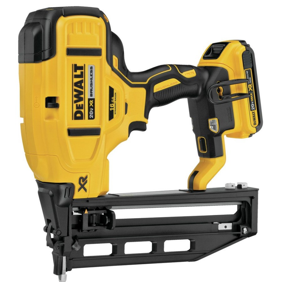 Power Tools Dewalt Nailers | Dewalt Dcn662D1 20V Max Xr 16 Ga. Cordless Straight Finish Nailer Kit