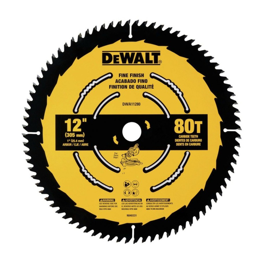 Power Tool Accessories Dewalt Circular Saw Blades | Dewalt Dwa11280 12 In. 80T Tungsten Carbide-Tipped Steel Fine Finish Circular Saw Blade