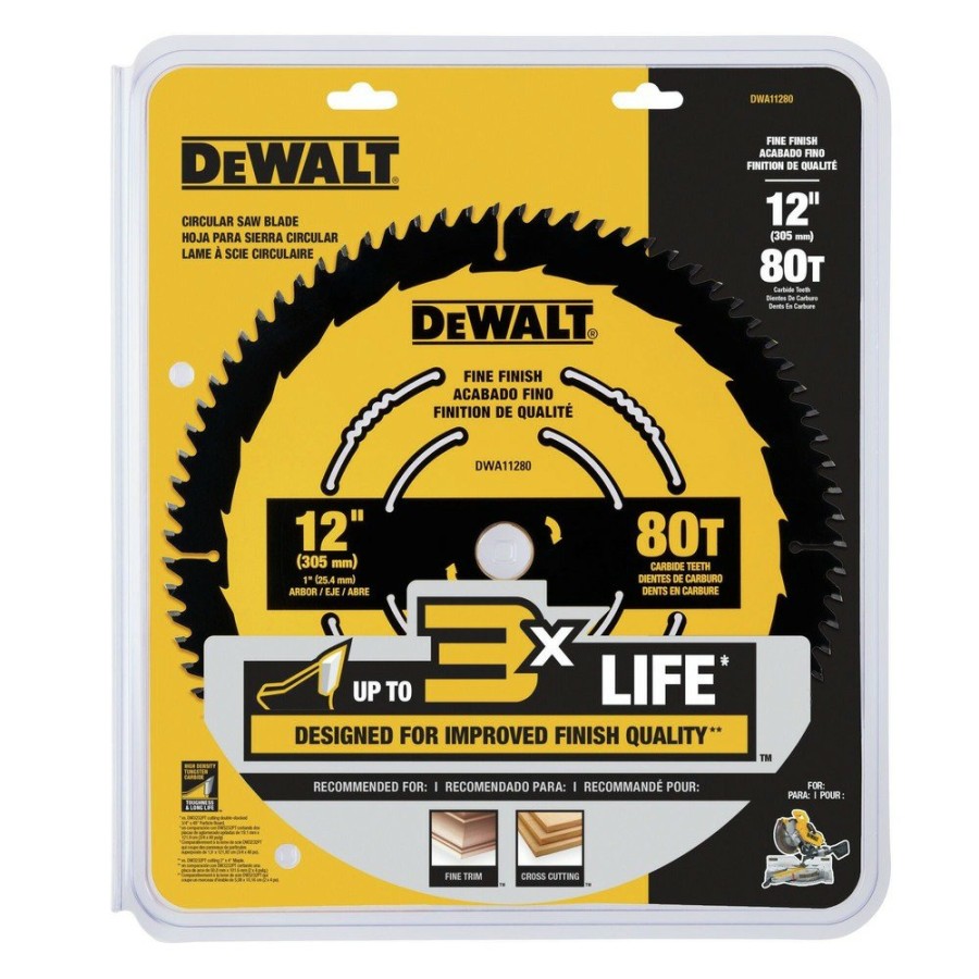 Power Tool Accessories Dewalt Circular Saw Blades | Dewalt Dwa11280 12 In. 80T Tungsten Carbide-Tipped Steel Fine Finish Circular Saw Blade