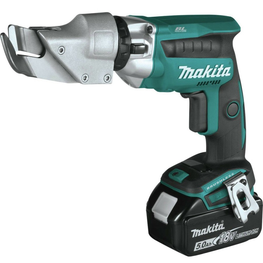 Air Tools And Equipment Makita Air Nibblers Shears | Makita Xsj04T 18V Lxt Brushless Lithium-Ion 18 Gauge Cordless Offset Shear Kit With 2 Batteries (5 Ah)