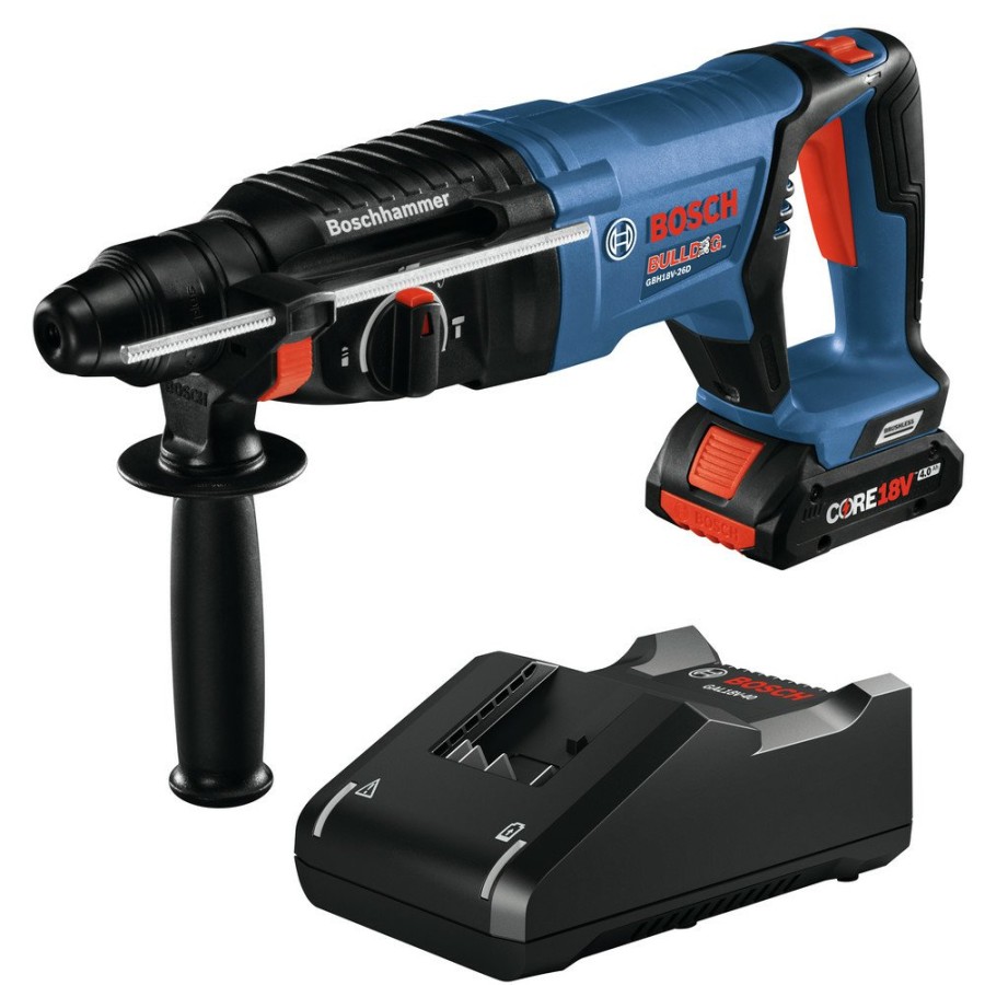 Power Tools Bosch Rotary Hammers | Factory Reconditioned Bosch Gbh18V-26Dk15-Rt 18V Ec Brushless Lithium-Ion Sds-Plus Bulldog 1 In. Cordless Rotary Hammer Kit (4 Ah)