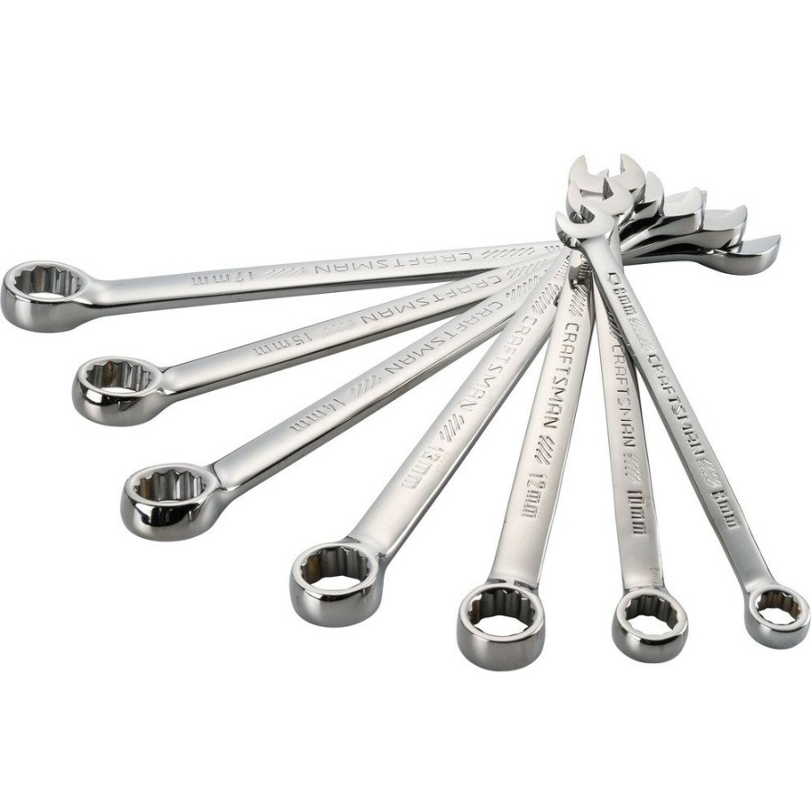 Hand Tools Craftsman Combination Wrenches | Craftsman Cmmt12063L Metric Long Panel Combination Wrench Set - Gunmetal Chrome (7-Piece)