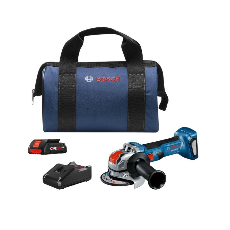 Power Tools Bosch Angle Grinders | Bosch Gwx18V-8B15 18V Brushless Lithium-Ion 4-1/2 In. Cordless X-Lock Angle Grinder Kit (4 Ah)