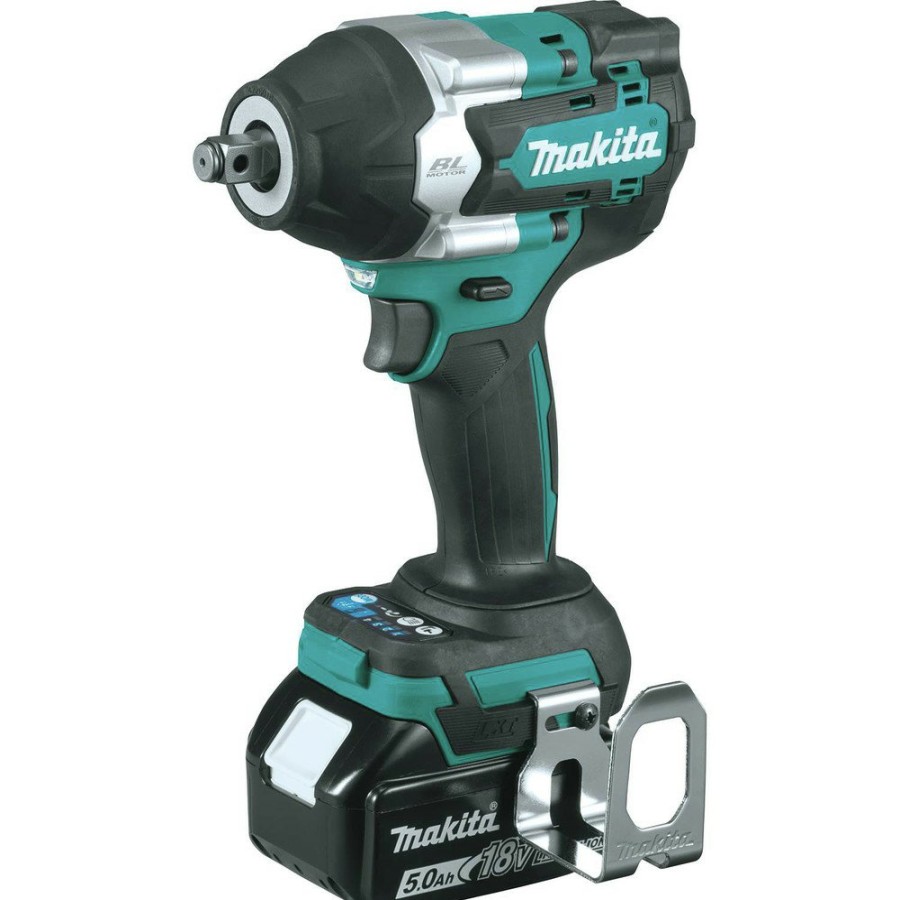 Power Tools Makita | Makita Xwt17T 18V Lxt Brushless Lithium-Ion 1/2 In. Cordless Square Drive Mid-Torque Impact Wrench With Friction Ring Kit With 2 Batteries (5 Ah)