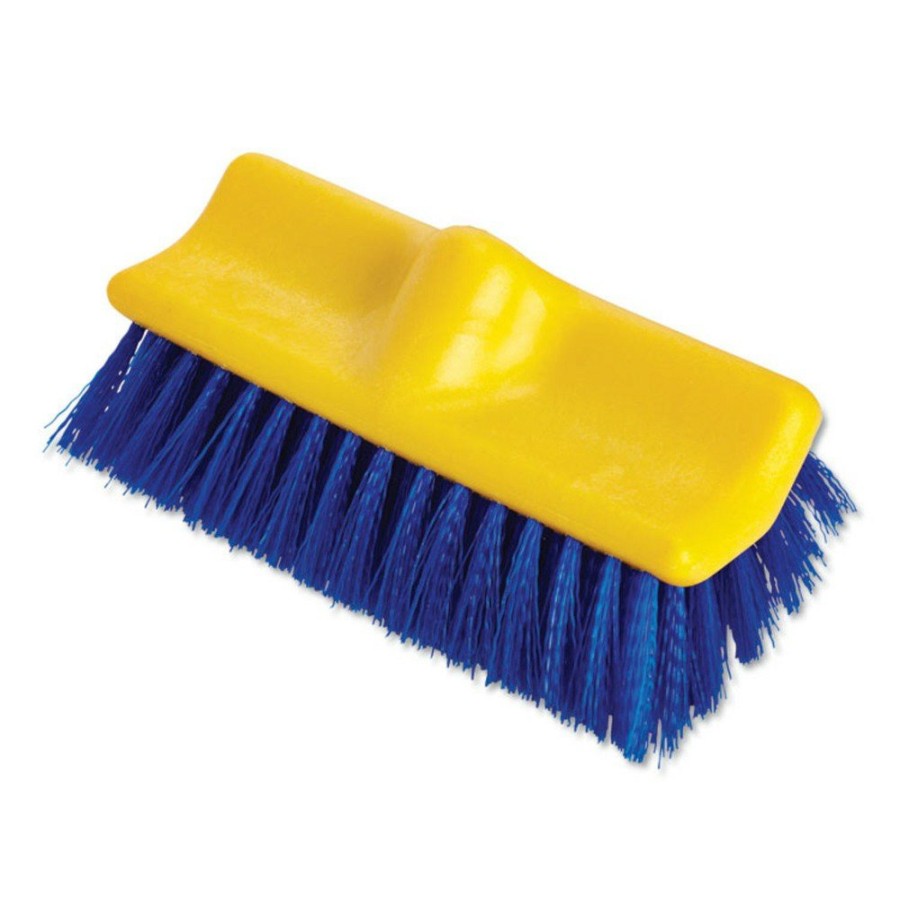 Facility Maintenance & Supplies Rubbermaid Commercial Cleaning Tools | Rubbermaid Commercial Fg633700Blue 10 In. Brush 10 In. Plastic Block Threaded Hole Bi-Level Deck Scrub Brush - Blue Polypropylene Bristles