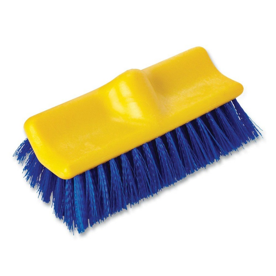 Facility Maintenance & Supplies Rubbermaid Commercial Cleaning Tools | Rubbermaid Commercial Fg633700Blue 10 In. Brush 10 In. Plastic Block Threaded Hole Bi-Level Deck Scrub Brush - Blue Polypropylene Bristles