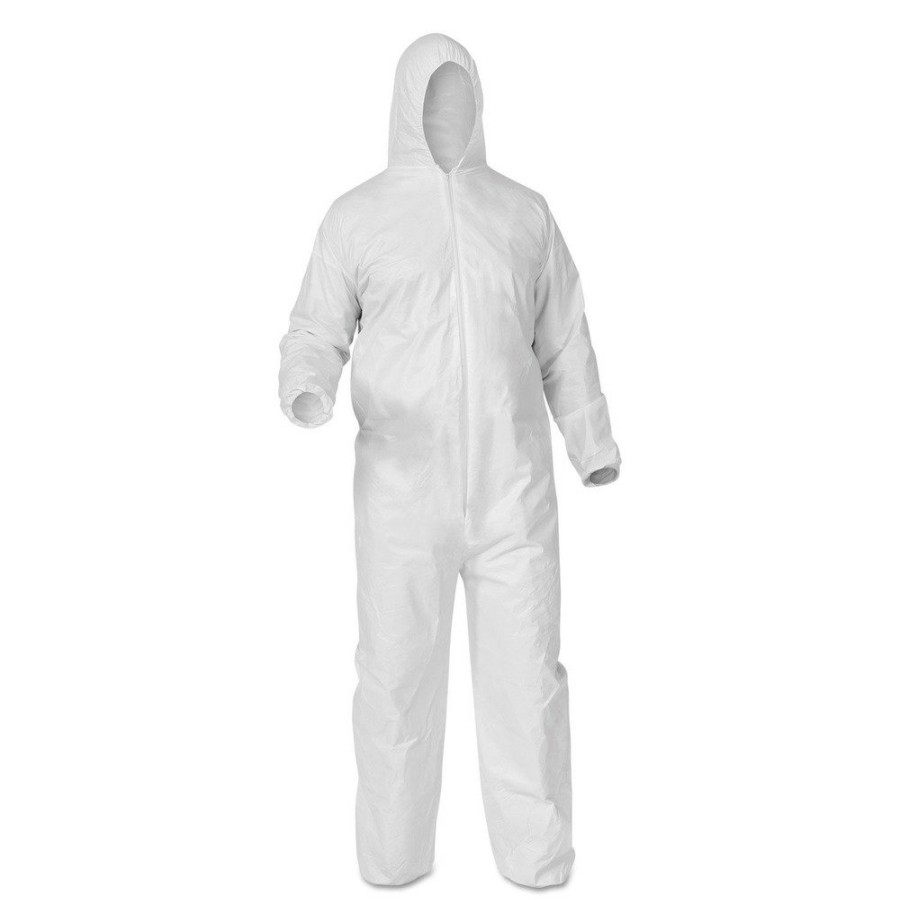 Safety Equipment KleenGuard | Kleenguard 38939 A35 Liquid And Particle Protection Coveralls Hooded - X-Large, White (25/Carton)