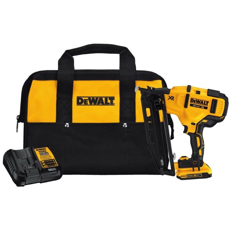 Power Tools Dewalt Nailers | Dewalt Dcn660D1 20V Max 2.0 Ah Cordless Lithium-Ion 16 Gauge 2-1/2 In. 20 Degree Angled Finish Nailer Kit