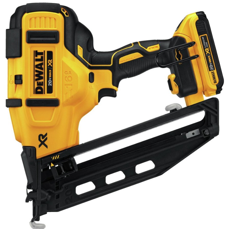 Power Tools Dewalt Nailers | Dewalt Dcn660D1 20V Max 2.0 Ah Cordless Lithium-Ion 16 Gauge 2-1/2 In. 20 Degree Angled Finish Nailer Kit