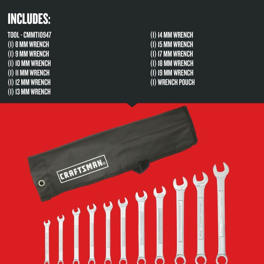 Hand Tools Craftsman Combination Wrenches | Craftsman Cmmt10947 11-Piece Metric Combination Wrench Set