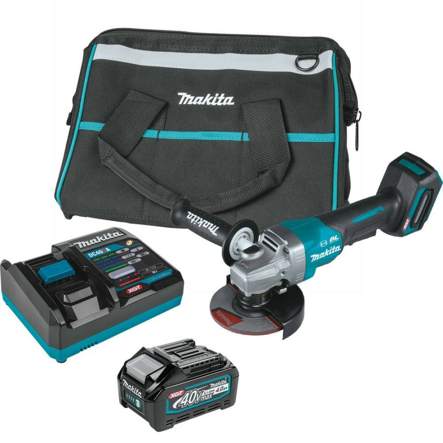 Power Tools Makita Angle Grinders | Makita Gag03M1 40V Max Xgt Brushless Lithium-Ion 4-1/2 In./5 In. Cordless Paddle Switch Angle Grinder Kit With Electric Brake (4 Ah)