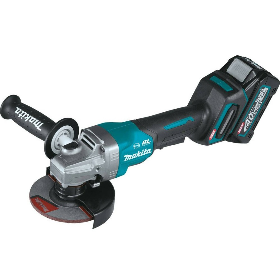 Power Tools Makita Angle Grinders | Makita Gag03M1 40V Max Xgt Brushless Lithium-Ion 4-1/2 In./5 In. Cordless Paddle Switch Angle Grinder Kit With Electric Brake (4 Ah)