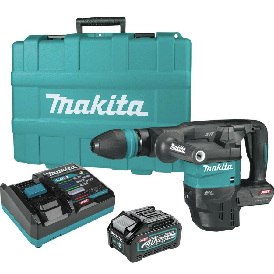 Power Tools Makita Demolition Hammers | Makita Gmh01M1 40V Max Xgt Brushless Lithium-Ion 15 Lbs. Cordless Demolition Hammer Kit (4 Ah)