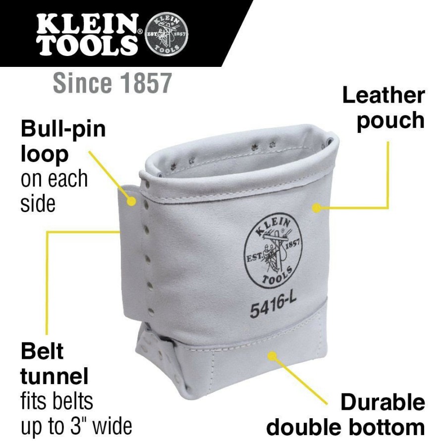 Tool Storage Klein Tools | Klein Tools 5416L Bull-Pin And Bolt Bags, 3 Compartments, 10 In X 5 In, Leather