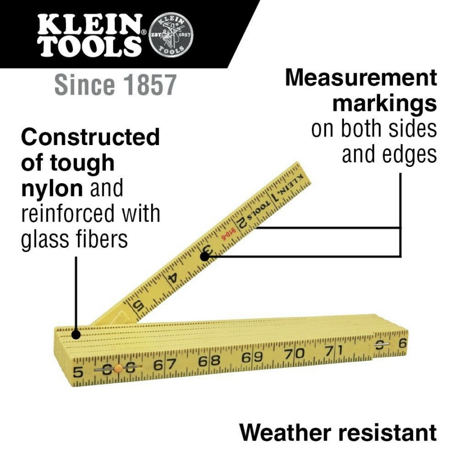 Hand Tools Klein Tools Measuring Accessories | Klein Tools 910-6 6 Ft. Fiberglass Inside Reading Folding Ruler