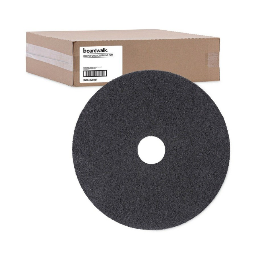 Facility Maintenance & Supplies Boardwalk Cleaning Tools | Boardwalk Bwk4020Hip 20 In. Diameter High Performance Stripping Floor Pads - Grayish Black (5/Carton)