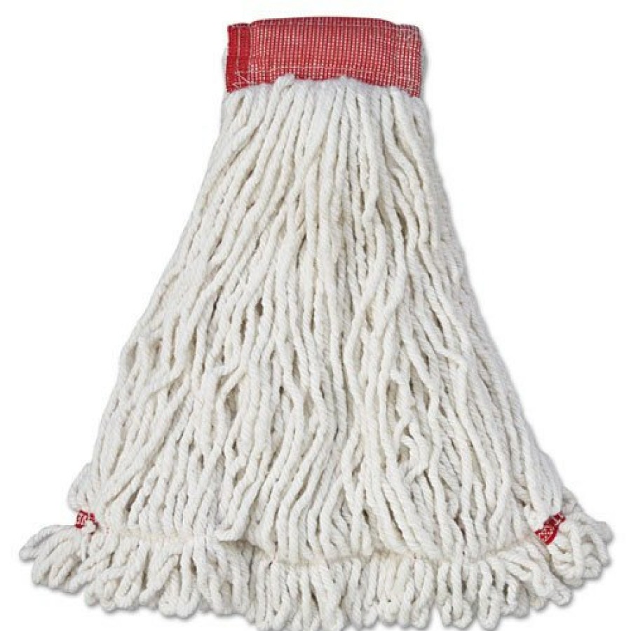 Facility Maintenance & Supplies Rubbermaid Commercial Cleaning Tools | Rubbermaid Commercial Fga25306Wh00 Web Foot Shrinkless Large Cotton/Synthetic Wet Mop Head With 5 In. Headband - White (6/Carton)