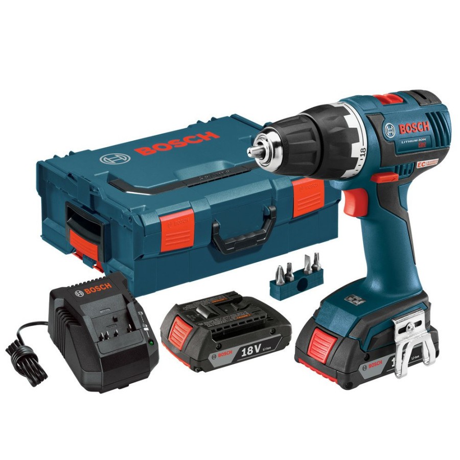 Power Tools Bosch Drill Drivers | Factory Reconditioned Bosch Dds182-02L-Rt 18V Lithium-Ion Brushless Compact Tough 1/2 In. Cordless Drill Driver Kit With L-Boxx 2 Case (2 Ah)