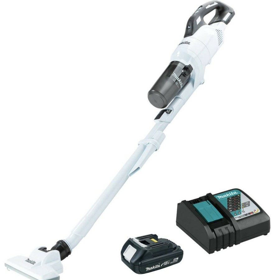 Vacuums Makita | Makita Xlc11R1W 18V Lxt Brushless Lithium-Ion Compact Cordless Cyclonic 4 Speed Stick Vacuum Kit (2 Ah)