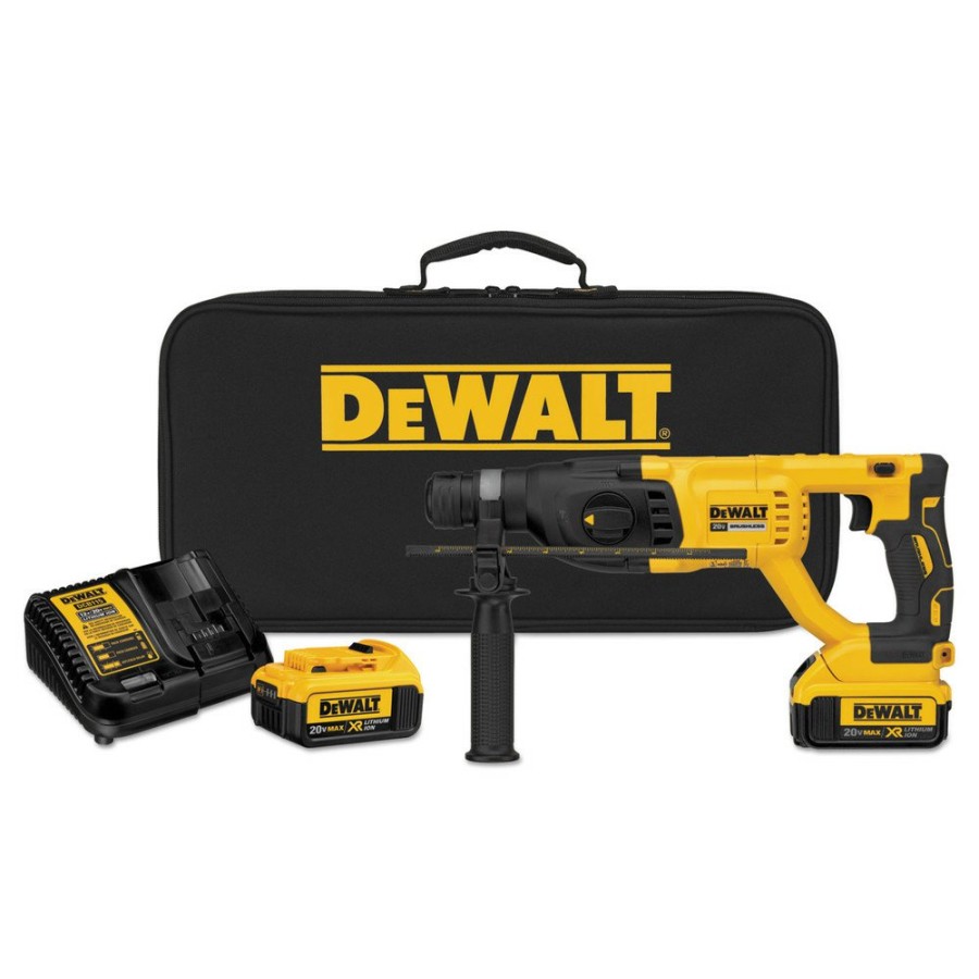 Power Tools Dewalt Rotary Hammers | Dewalt Dch133M2 20V Max Xr Lithium-Ion D-Handle Sds-Plus 1 In. Cordless Rotary Hammer Kit With 2 Batteries (4 Ah)