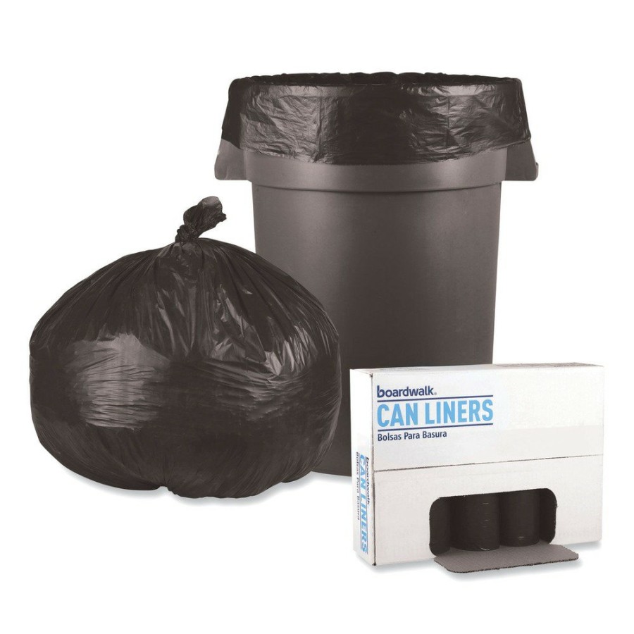 Facility Maintenance & Supplies Boardwalk | Boardwalk H8647Hkkr01 56 Gallon 0.6 Mil 43 In. X 47 In. Low-Density Waste Can Liners - Black (100/Carton)