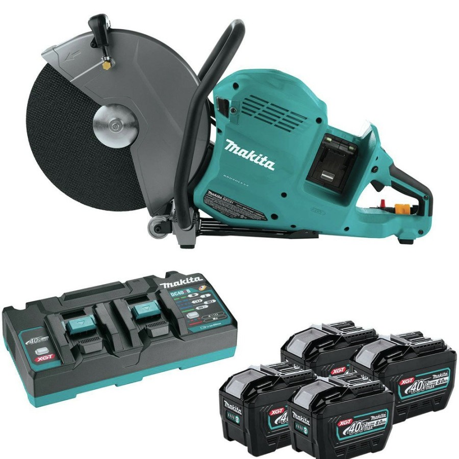 Concrete Tools Makita | Makita Gec01Pl4 80V Max Xgt (40V Max X2) Brushless Lithium-Ion 14 In. Cordless Aft Power Cutter Kit With Electric Brake And 4 Batteries (8 Ah)