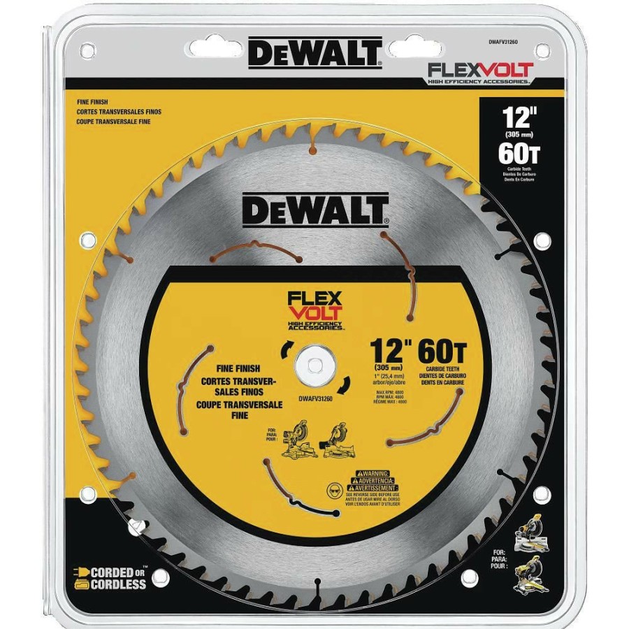 Power Tool Accessories Dewalt Miter Saw Blades | Dewalt Dwafv31260 Flexvolt 12 In. 60T Miter Saw Blade