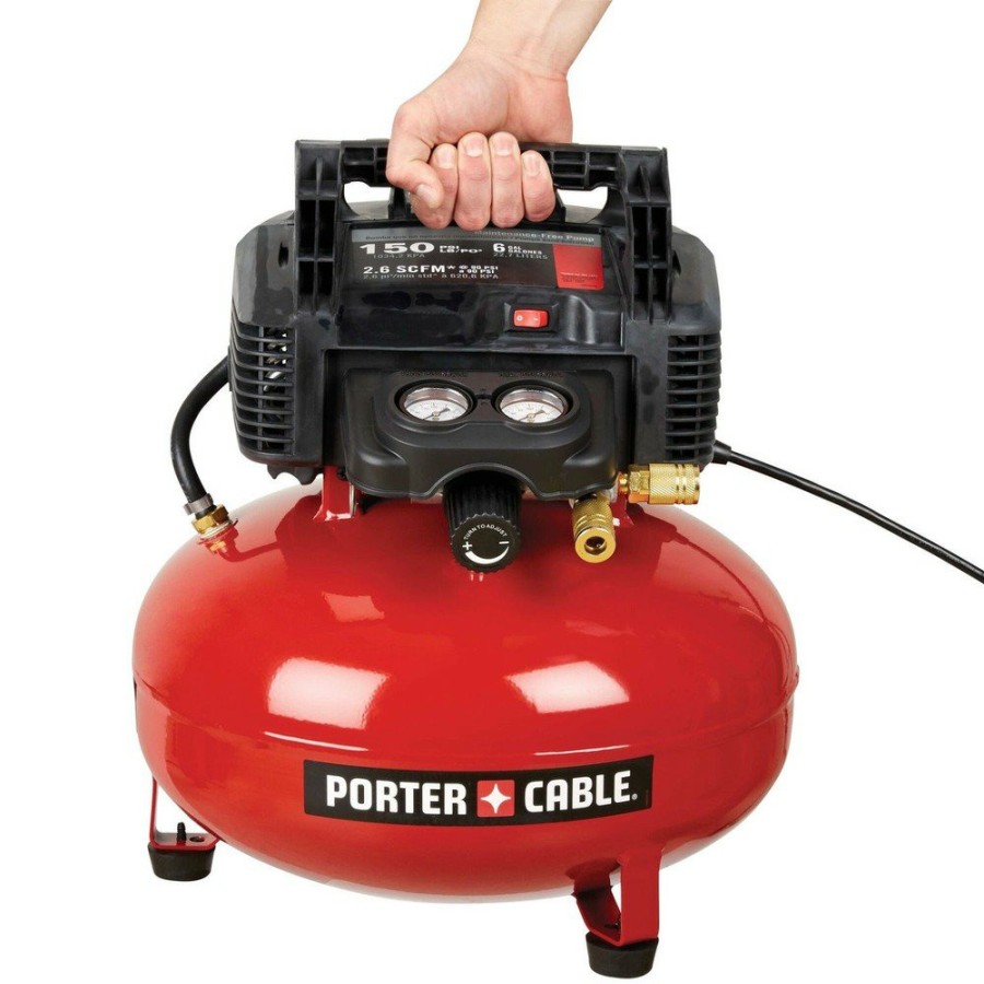 Air Tools And Equipment Porter-Cable Portable Air Compressors | Porter-Cable C2002-Ecom 0.8 Hp 6 Gallon Oil-Free Pancake Air Compressor