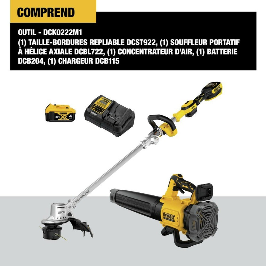 Outdoor Power Tools & Equipment Dewalt | Factory Reconditioned Dewalt Dcko222M1R 20V Max Xr Brushless Lithium-Ion 14 In. Cordless Folding String Trimmer/Handheld Blower Combo Kit (4 Ah)