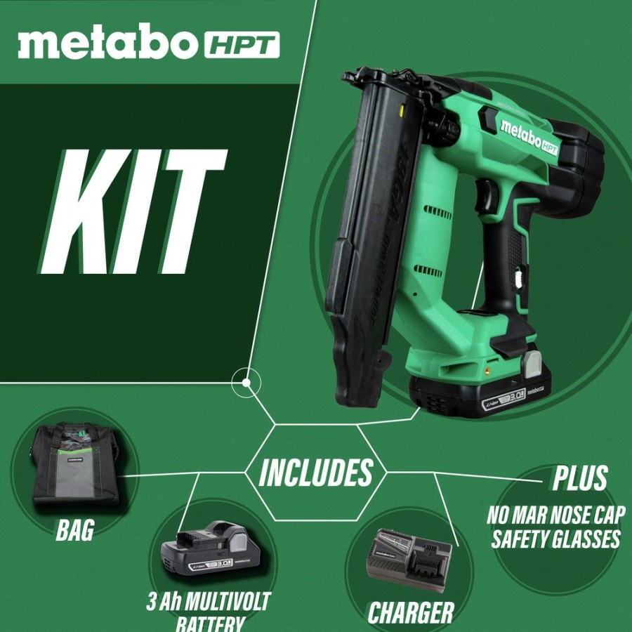 Power Tools Metabo HPT Nailers | Metabo Hpt Nt1850Dfm Multivolt 18V Brushless Lithium-Ion 18 Gauge Cordless Brad Nailer Kit (3 Ah)