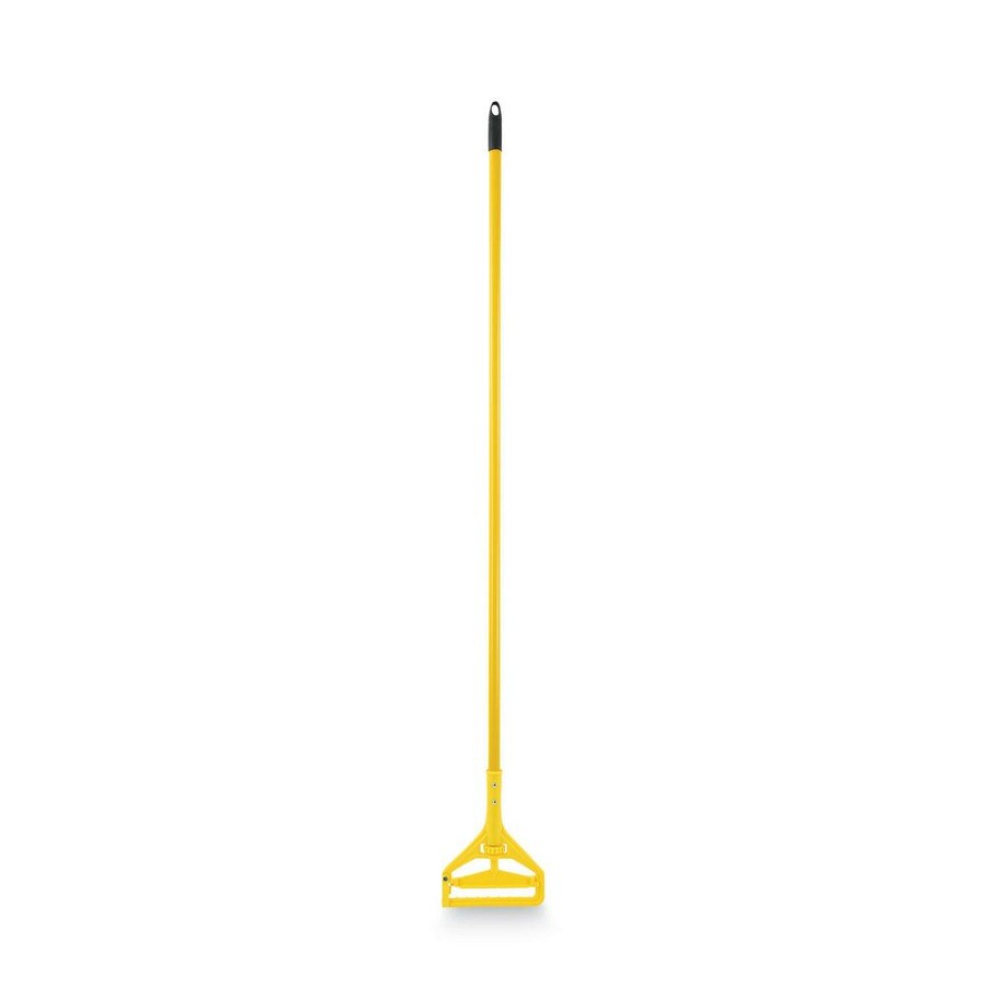 Facility Maintenance & Supplies Boardwalk Cleaning Tools | Boardwalk Bwk620 60 In. Quick Change Side-Latch Plastic Mop Head Aluminum Handle - Yellow