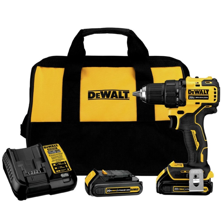 Power Tools Dewalt Drill Drivers | Dewalt Dcd708C2 20V Max Atomic Brushless Compact Lithium-Ion 1/2 In. Cordless Drill Driver Kit With 2 Batteries