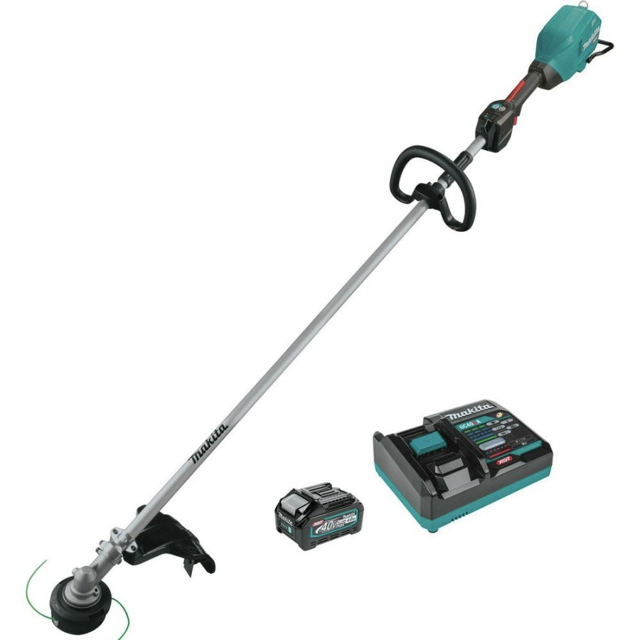 Outdoor Power Tools & Equipment Makita String Trimmers | Makita Gru04M1 40V Max Xgt Brushless Lithium-Ion 17 In. Cordless String Trimmer Kit With Narrow Guard (4 Ah)