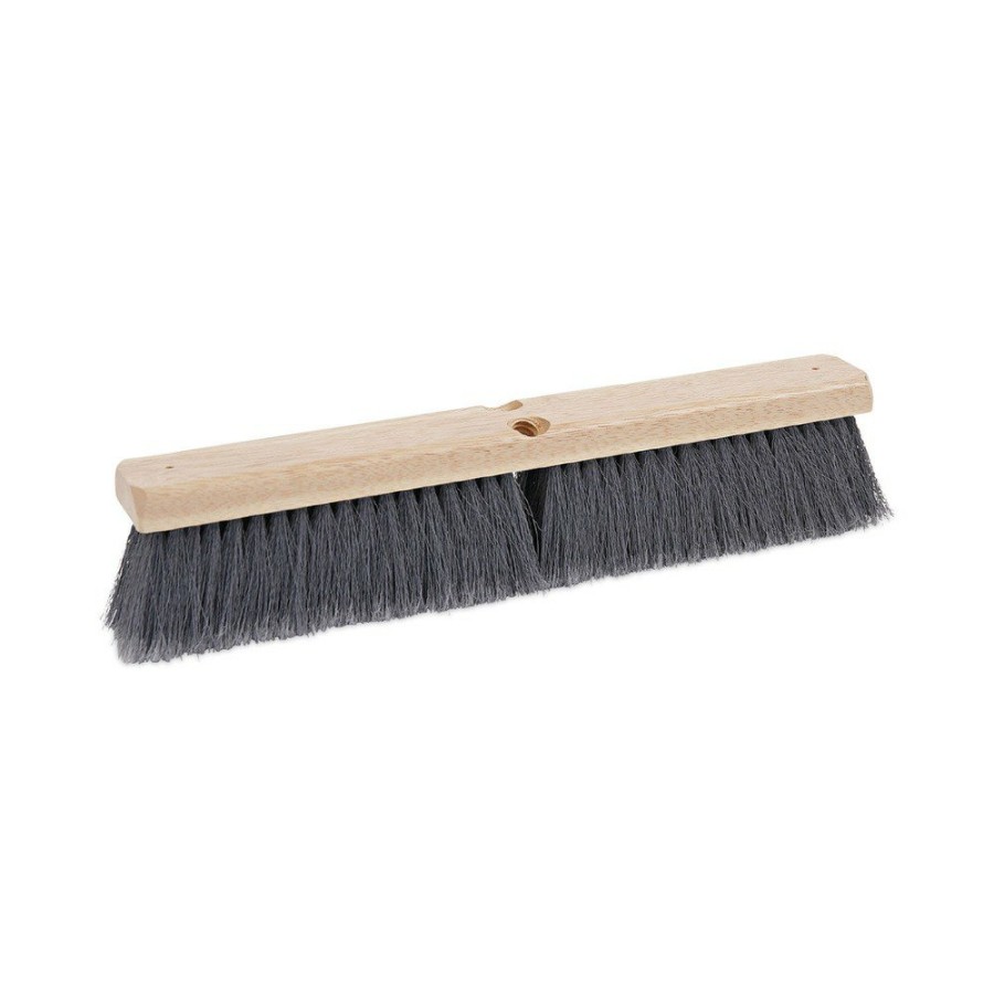 Facility Maintenance & Supplies Boardwalk Cleaning Tools | Boardwalk Bwk20418 3 In. Flagged Polypropylene Bristles 18 In. Brush Floor Brush Head - Gray