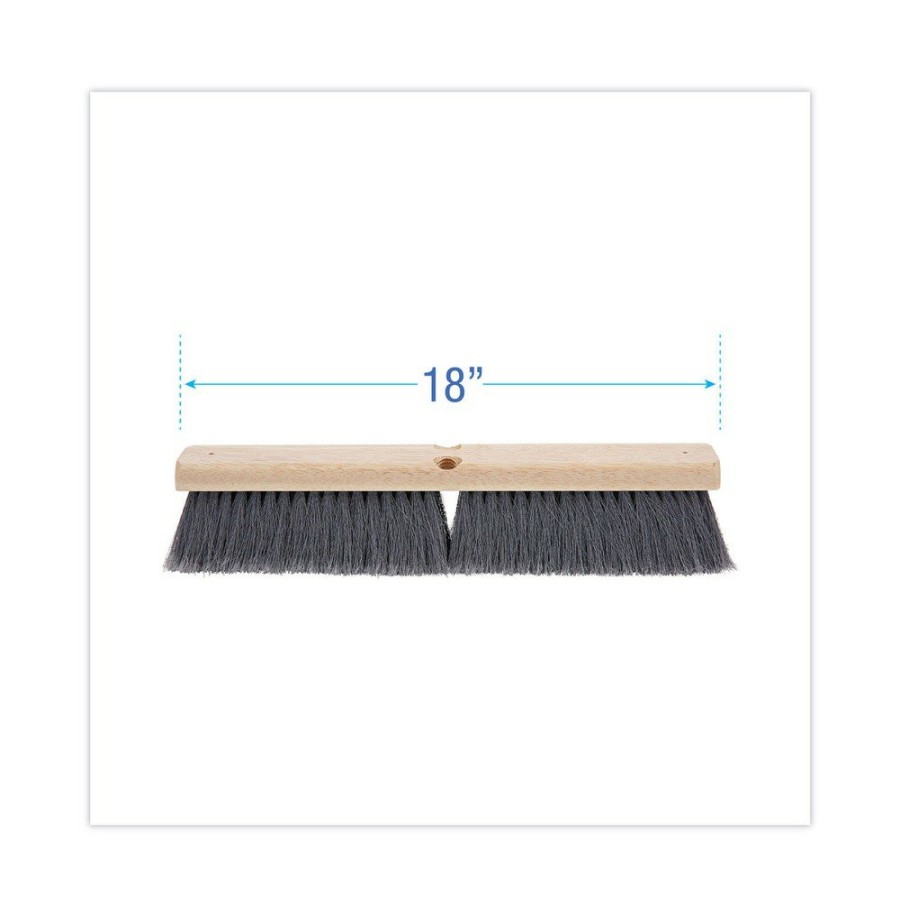 Facility Maintenance & Supplies Boardwalk Cleaning Tools | Boardwalk Bwk20418 3 In. Flagged Polypropylene Bristles 18 In. Brush Floor Brush Head - Gray