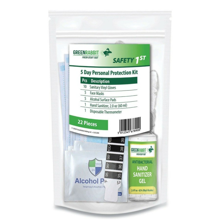 Safety Equipment Green Rabbit First Aid And Emergency Kits | Green Rabbit 600-00202 Safety First Five-Day Personal Resealable Bag Protection Kit (22/Kit)