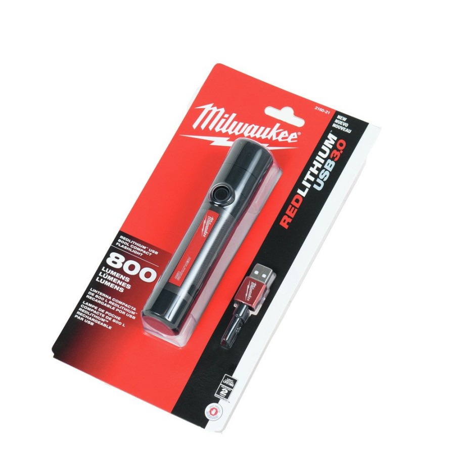 Lighting Milwaukee | Milwaukee 2160-21 Usb Rechargeable 800 Lumens Compact Cordless Flashlight (3 Ah)