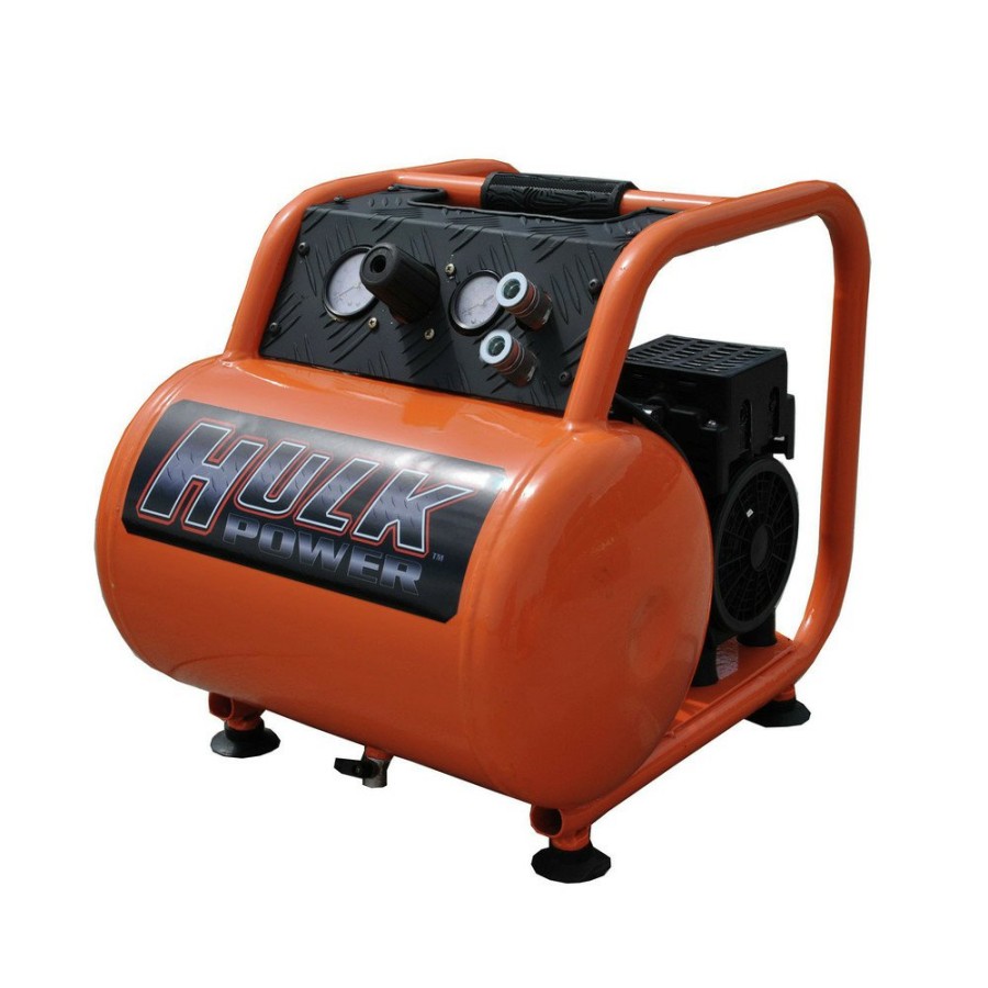 Air Tools And Equipment Hulk Portable Air Compressors | Hulk Hp01P005Ss Silent Air 1 Hp 5 Gallon Oil-Free Hand Carry Compressor