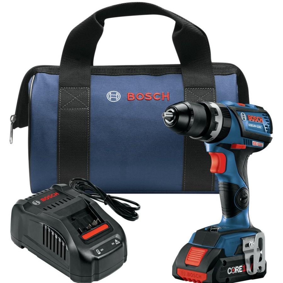 Power Tools Bosch Hammer Drills | Factory Reconditioned Bosch Gsb18V-535Cb15-Rt 18V Lithium-Ion Brushless 1/2 In. Cordless Hammer Drill Driver Kit (4 Ah)