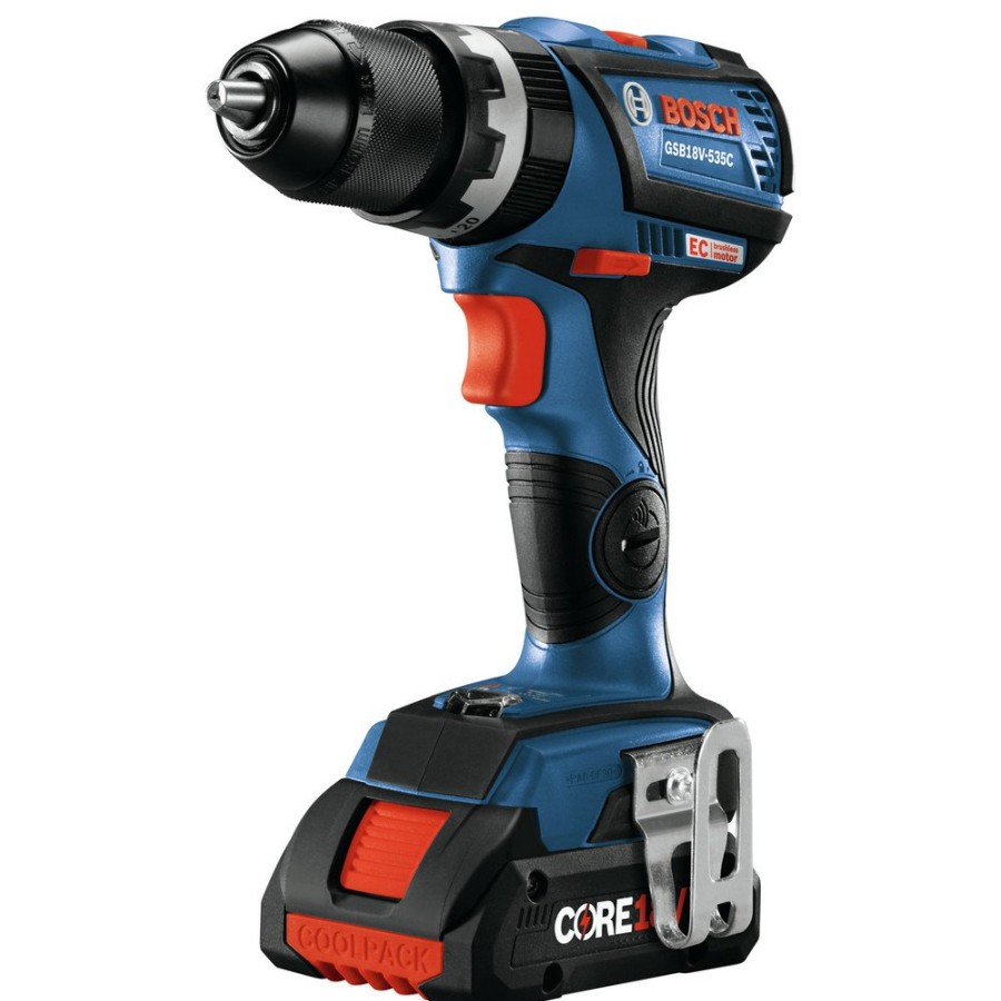 Power Tools Bosch Hammer Drills | Factory Reconditioned Bosch Gsb18V-535Cb15-Rt 18V Lithium-Ion Brushless 1/2 In. Cordless Hammer Drill Driver Kit (4 Ah)