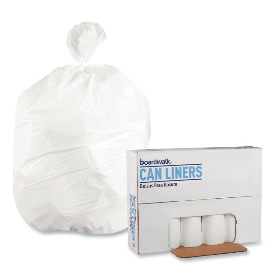 Facility Maintenance & Supplies Boardwalk | Boardwalk H4823Lwkr01 24 In. X 23 In. 10 Gal. 0.4 Mil. Low-Density Waste Can Liners - White (25 Bags/Roll, 20 Rolls/Carton)