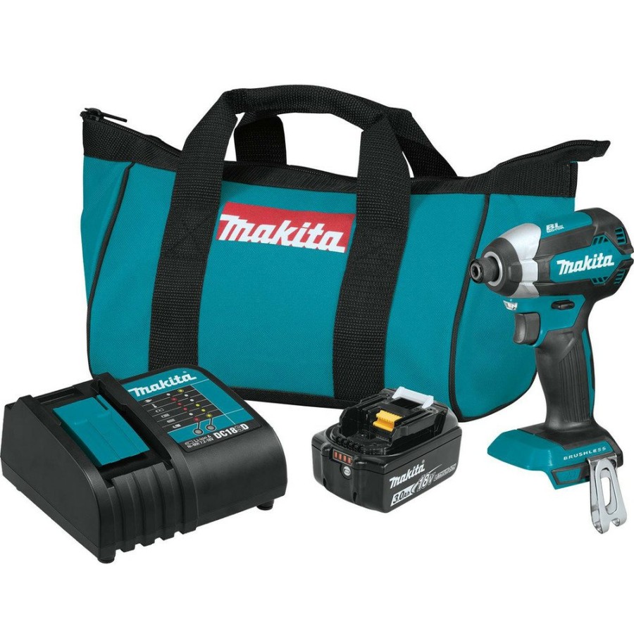 Power Tools Makita Impact Drivers | Makita Xdt131 18V Lxt Brushless Lithium-Ion 1/4 In. Cordless Impact Driver Kit (3 Ah)