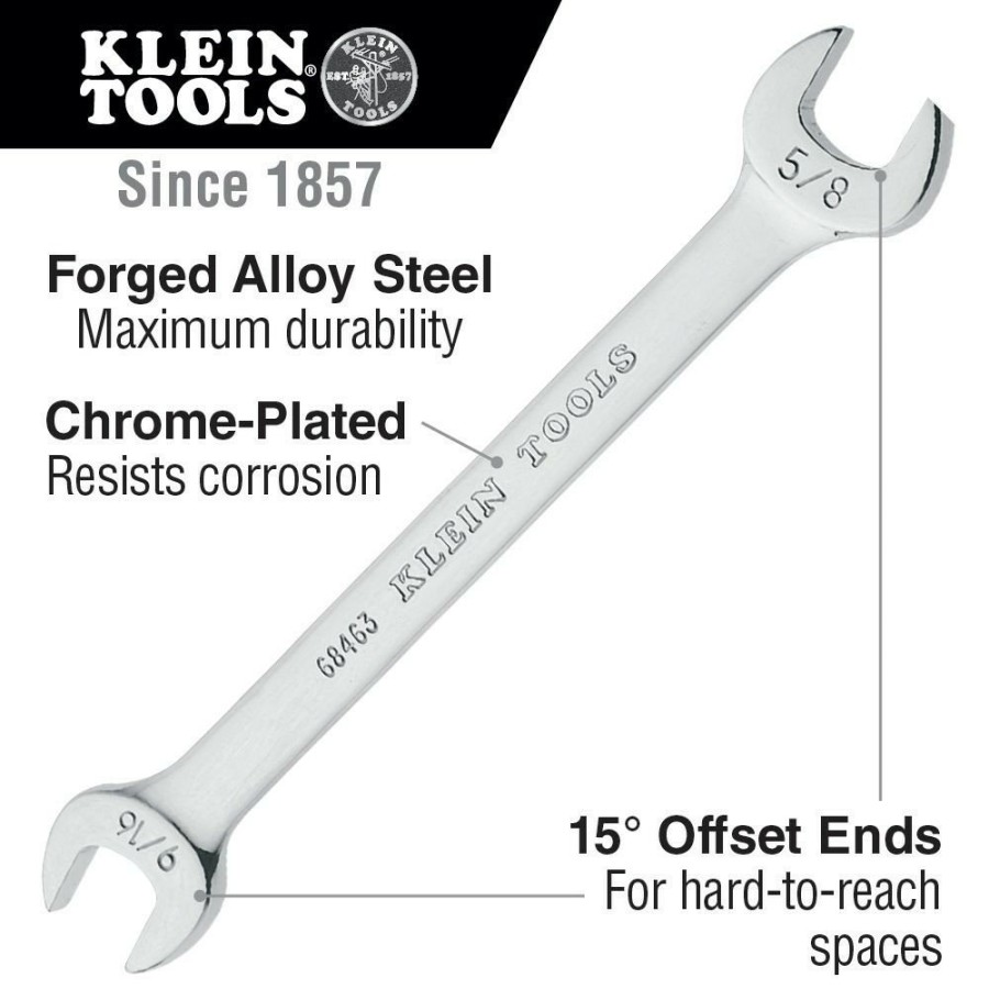 Hand Tools Klein Tools Combination Wrenches | Klein Tools 68452 7-Piece Open-End Wrench Set