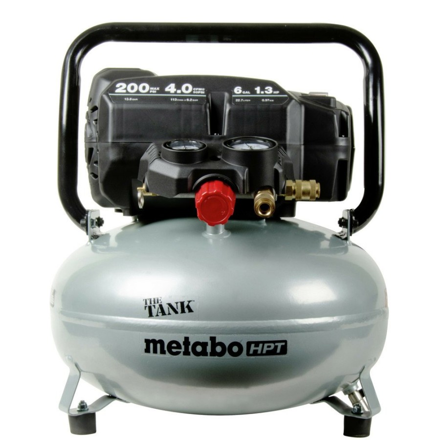 Air Tools And Equipment Metabo HPT Portable Air Compressors | Metabo Hpt Ec914Sm The Tank 1.3 Hp 6 Gallon Portable Pancake Air Compressor