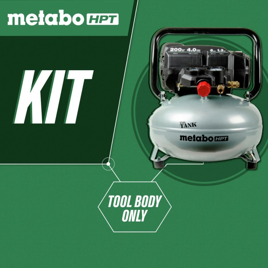 Air Tools And Equipment Metabo HPT Portable Air Compressors | Metabo Hpt Ec914Sm The Tank 1.3 Hp 6 Gallon Portable Pancake Air Compressor