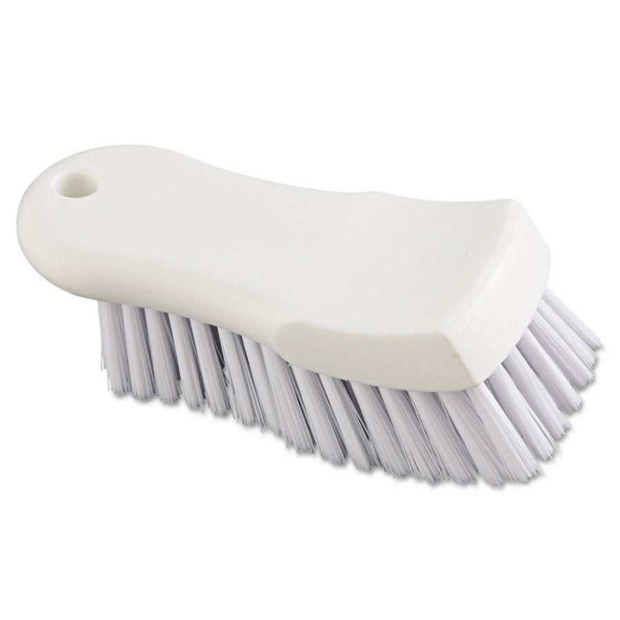 Facility Maintenance & Supplies Boardwalk Cleaning Tools | Boardwalk Bwkfscbwh 6 In. Handle 6 In. Brush Polypropylene Bristles Scrub Brush - White