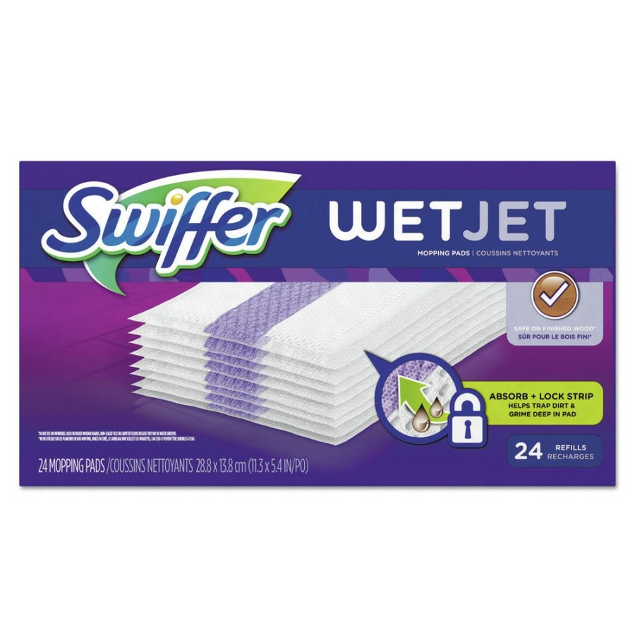 Facility Maintenance & Supplies Swiffer Cleaning Tools | Swiffer 08443 Wetjet 11.3 In. X 5.4 In. System Refill Cloths - White (24/Box)